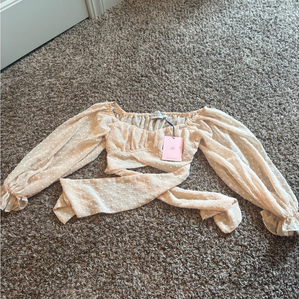 Hello Molly Cream Polka Dot Crop Top